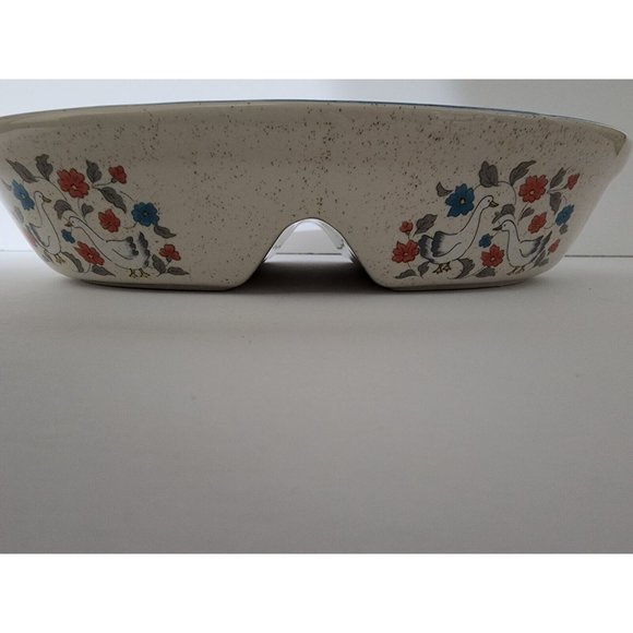 Action China Country Classics Stoneware FLORAL DUCK GOOSE DIVIDED DISH - Picture 8 of 9